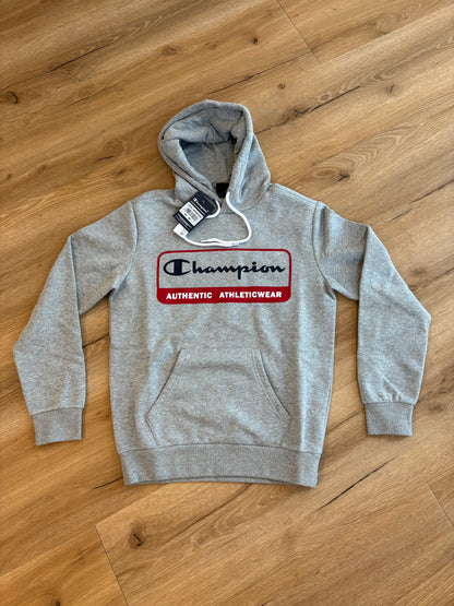Champion - Kaputzenhoody Grau - Frontprint Rot Blau - XS